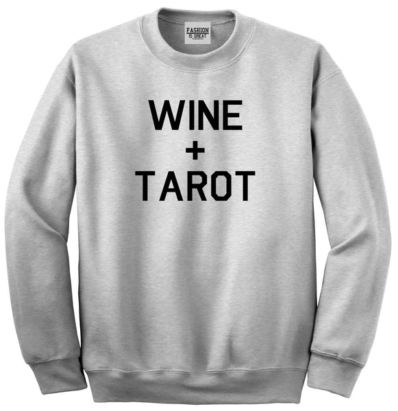 Wine And Tarot Cards Grey Womens Crewneck Sweatshirt