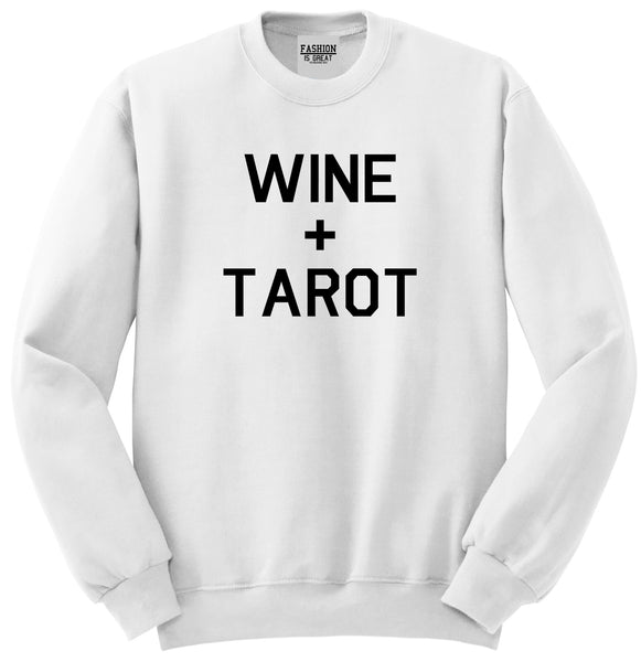 Wine And Tarot Cards White Womens Crewneck Sweatshirt