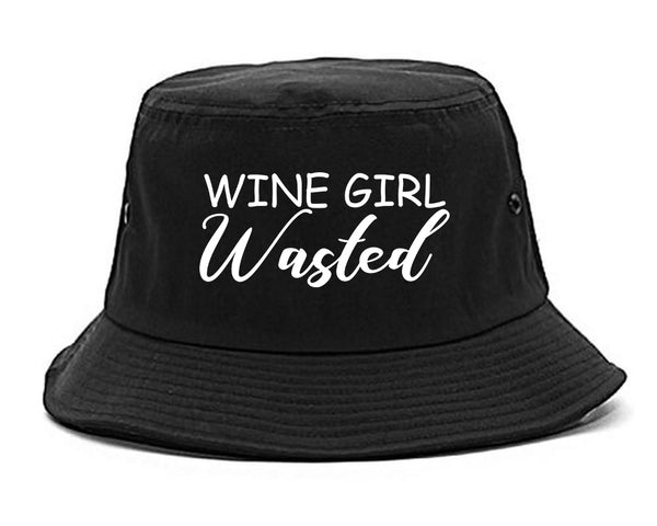 Wine Girl Wasted Funny Bachelorette Bridesmaid Black Bucket Hat