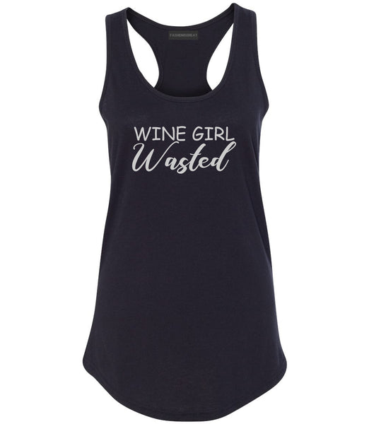 Wine Girl Wasted Funny Bachelorette Bridesmaid Black Racerback Tank Top