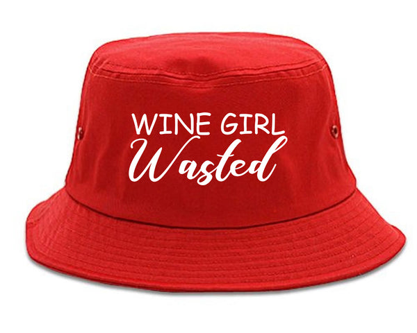 Wine Girl Wasted Funny Bachelorette Bridesmaid Red Bucket Hat