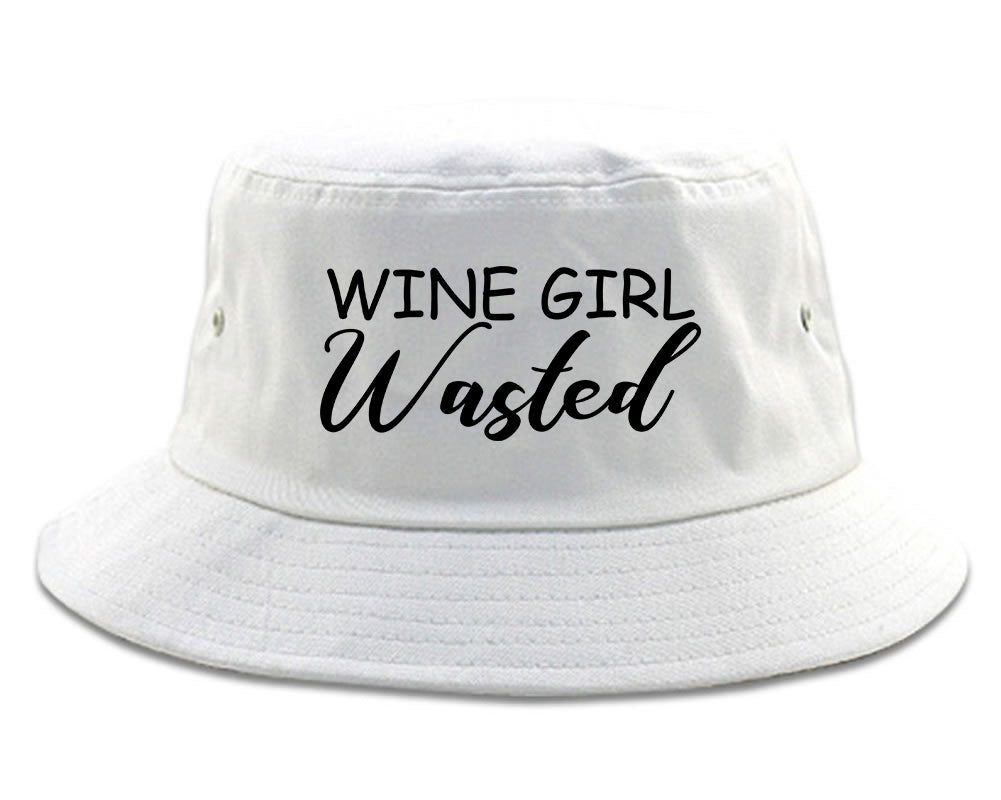 Wine Girl Wasted Funny Bachelorette Bridesmaid White Bucket Hat