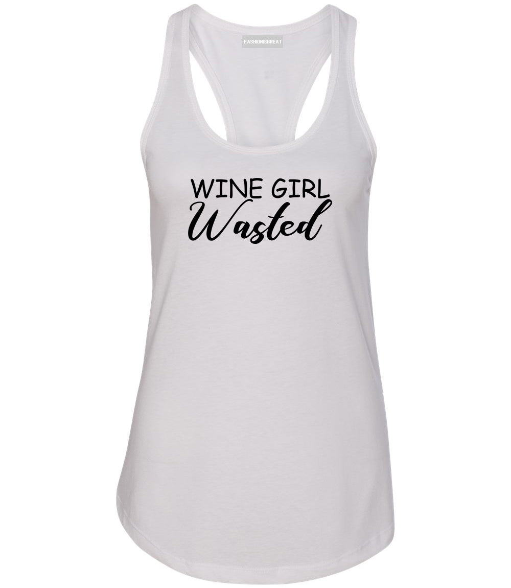 Wine Girl Wasted Funny Bachelorette Bridesmaid White Racerback Tank Top