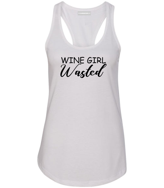 Wine Girl Wasted Funny Bachelorette Bridesmaid White Racerback Tank Top