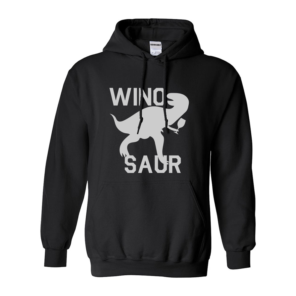 Wino Saur Winosaur Dinosaur Black Womens Pullover Hoodie