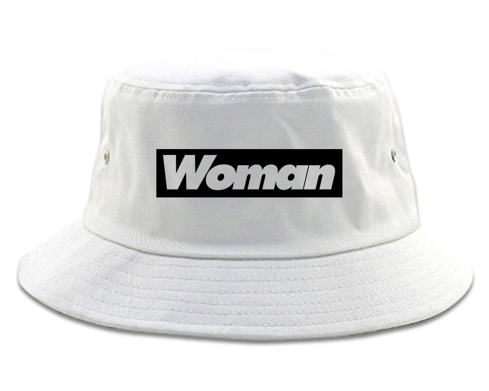 Woman Red Box Logo Bucket Hat White