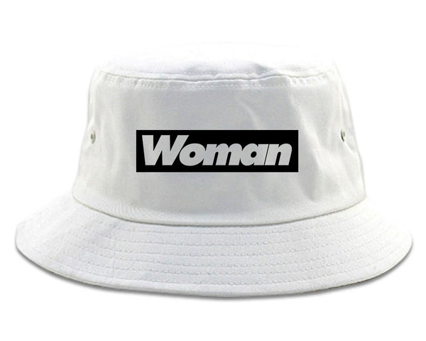 Woman Red Box Logo Bucket Hat White