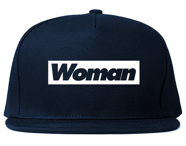 Woman Red Box Logo Snapback Hat Blue