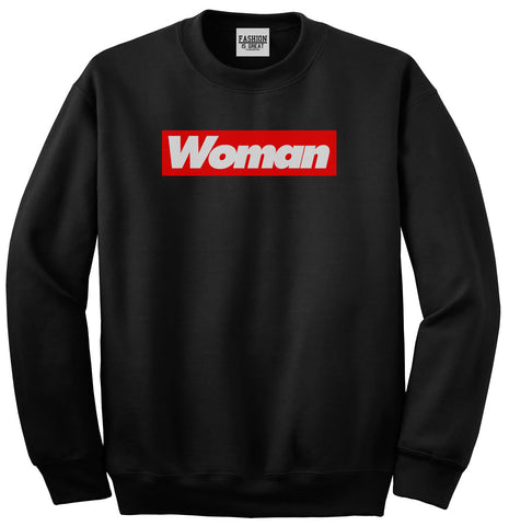 Woman Red Box Logo Unisex Crewneck Sweatshirt Black