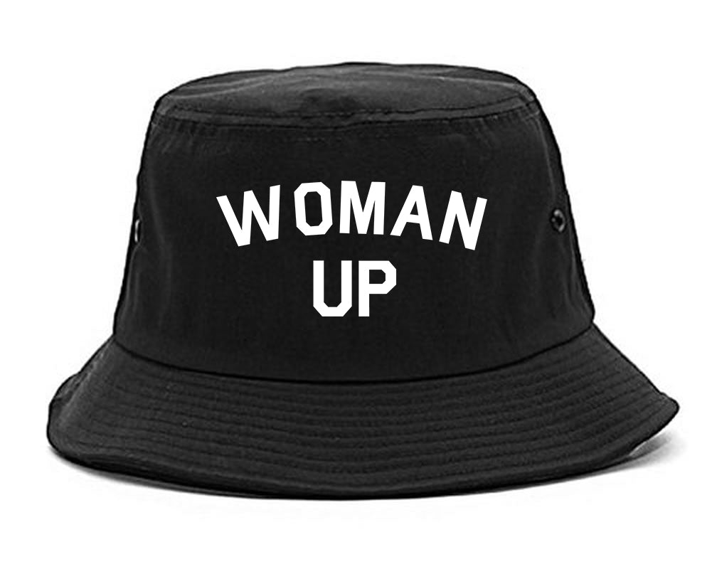 Woman Up Feminist Black Bucket Hat