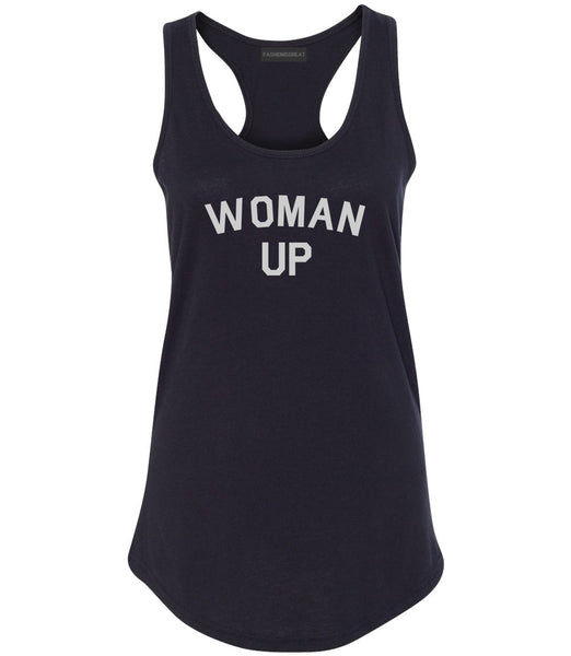 Woman Up Feminist Black Racerback Tank Top