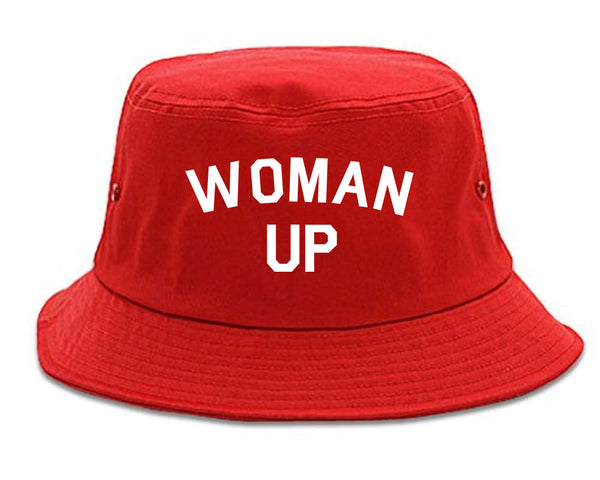 Woman Up Feminist Red Bucket Hat