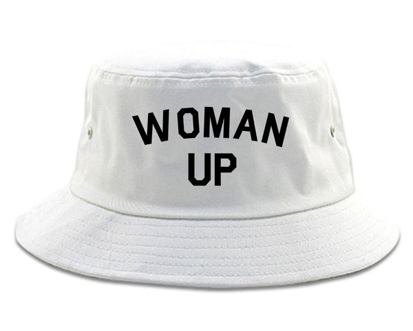 Woman Up Feminist White Bucket Hat