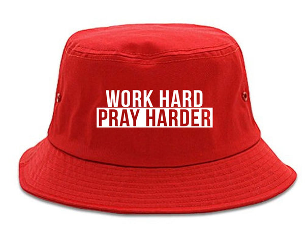 Work Hard Pray Harder Bucket Hat Red