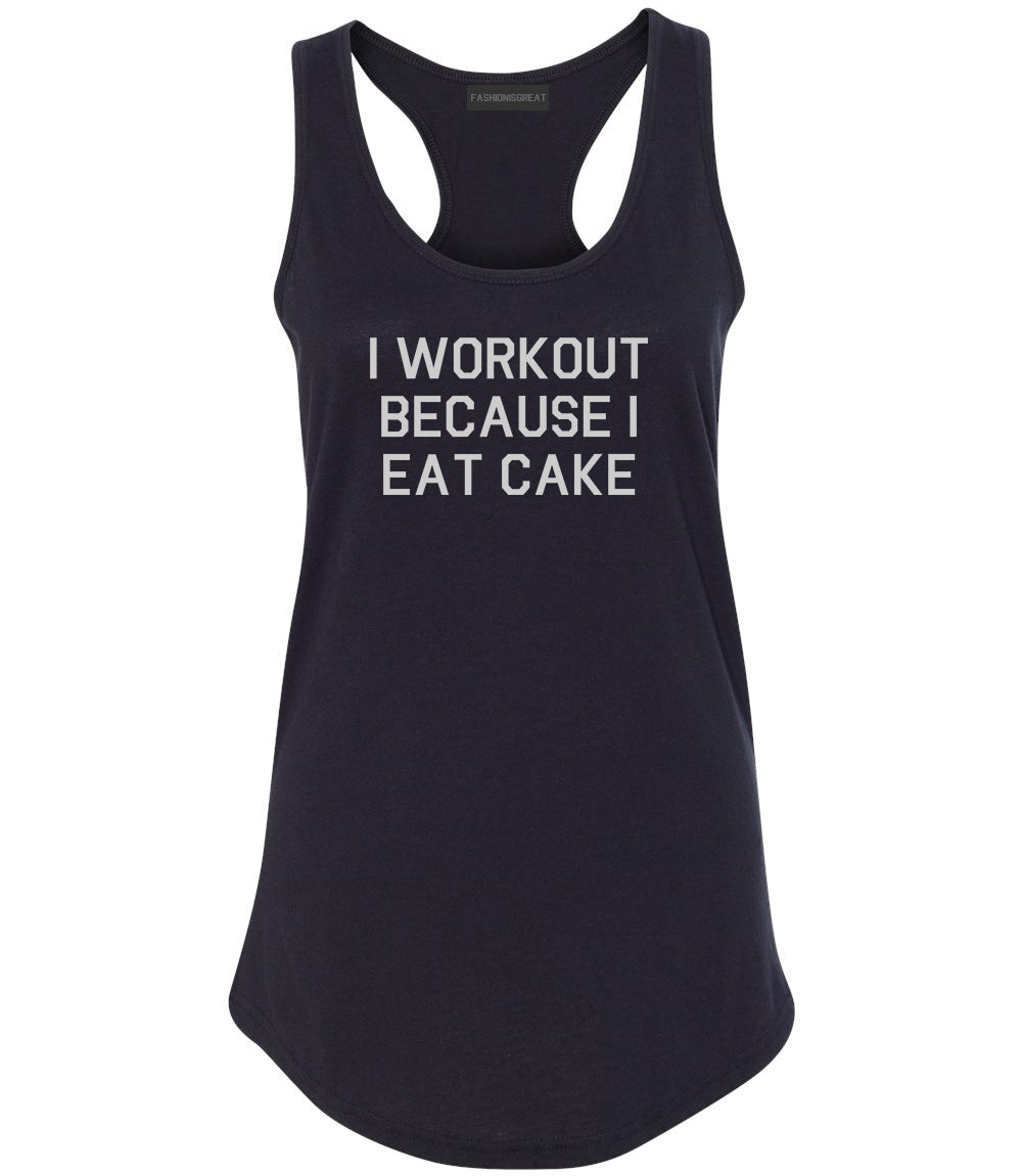 Workout Eat Cake Food Black Womens Racerback Tank Top