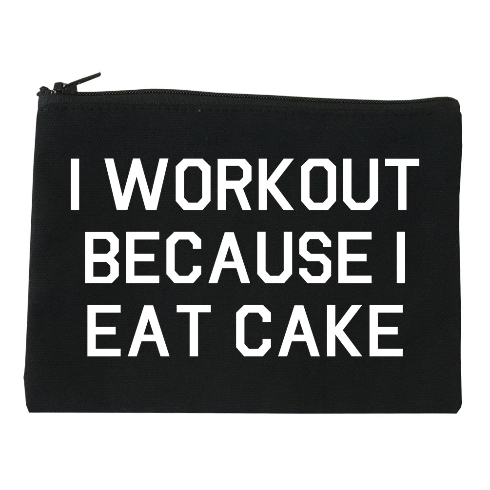 Workout Eat Cake Food black Makeup Bag