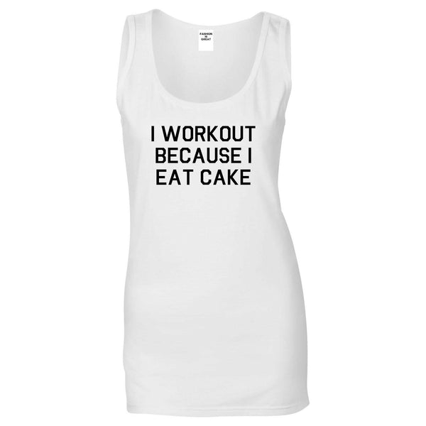 Workout Eat Cake Food White Womens Tank Top