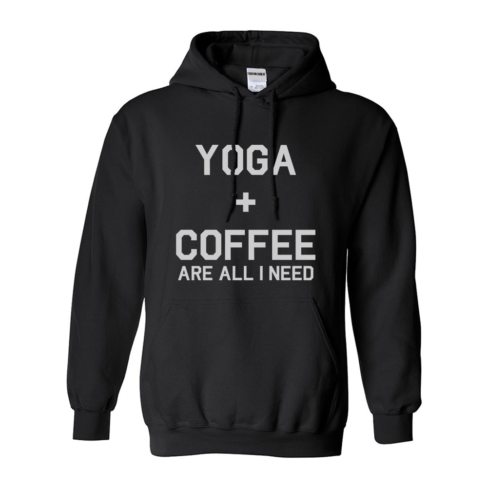 Yoga And Coffee Black Womens Pullover Hoodie