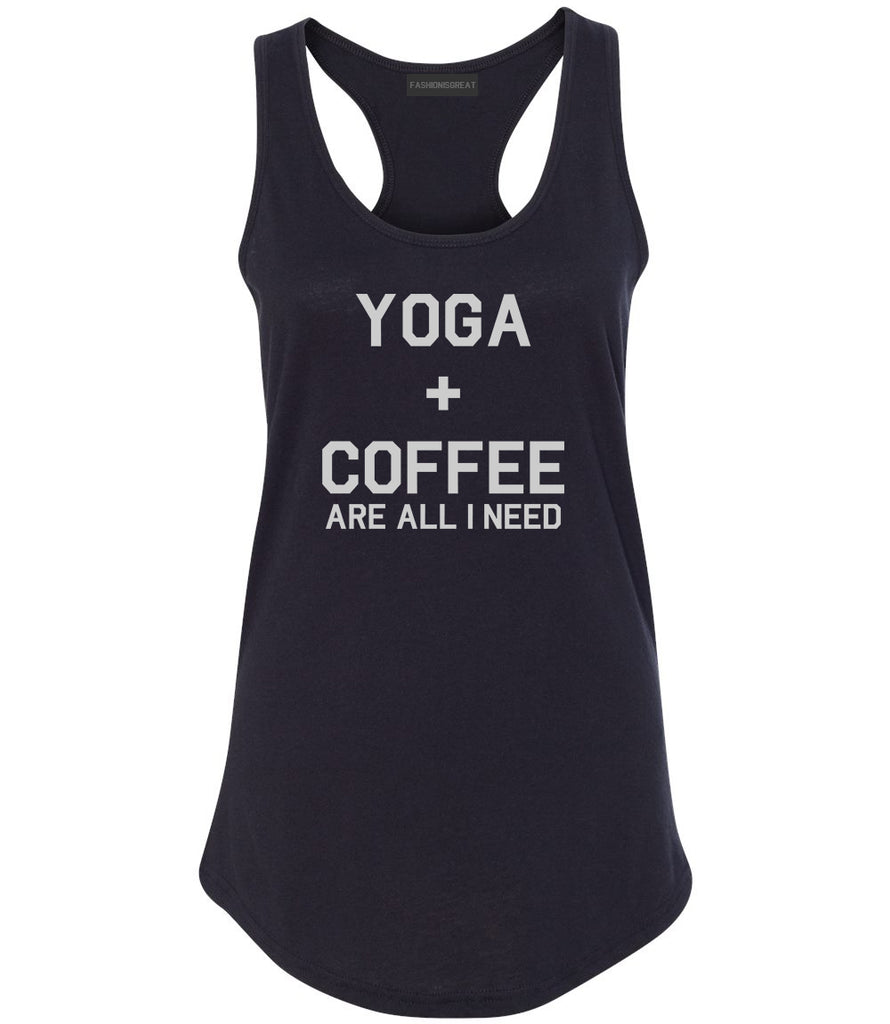 Yoga And Coffee Black Womens Racerback Tank Top
