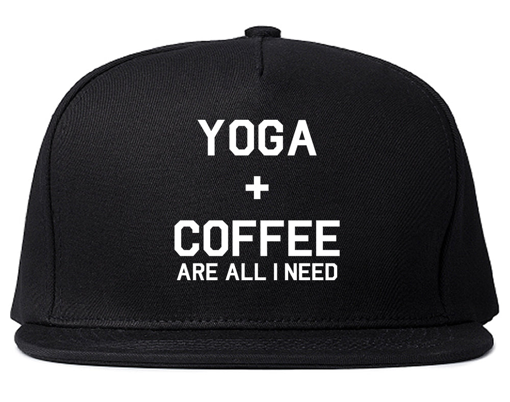 Yoga And Coffee Black Snapback Hat