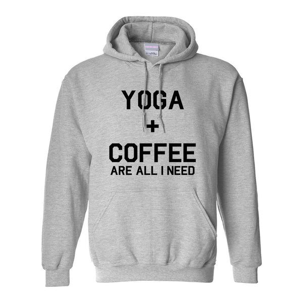 Yoga And Coffee Grey Womens Pullover Hoodie