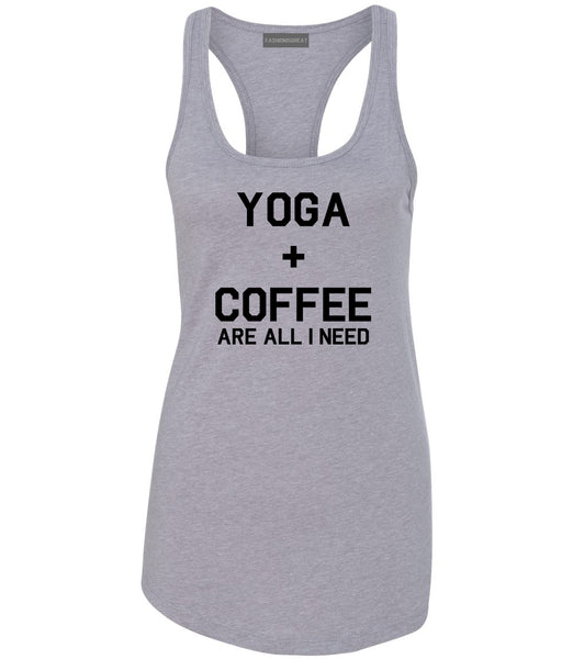 Yoga And Coffee Grey Womens Racerback Tank Top