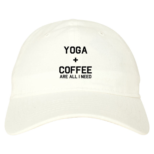 Yoga And Coffee white dad hat