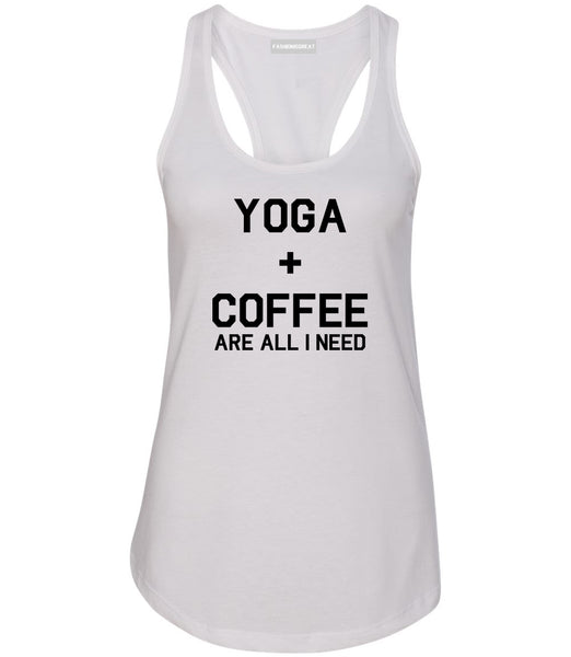 Yoga And Coffee White Womens Racerback Tank Top