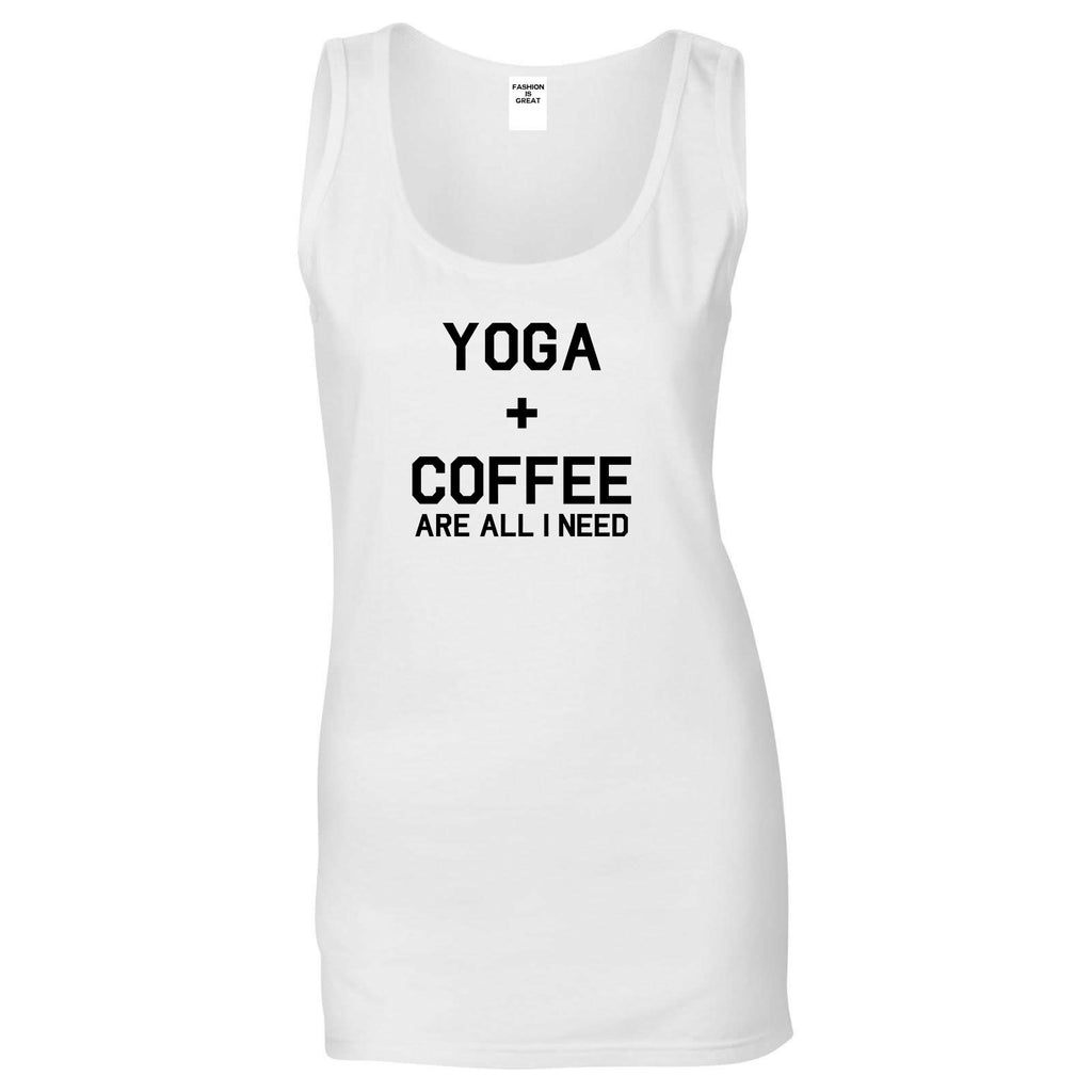 Yoga And Coffee White Womens Tank Top