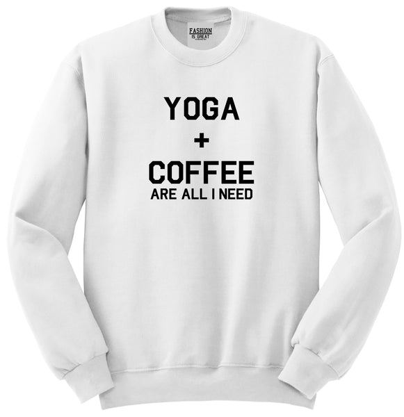 Yoga And Coffee White Womens Crewneck Sweatshirt