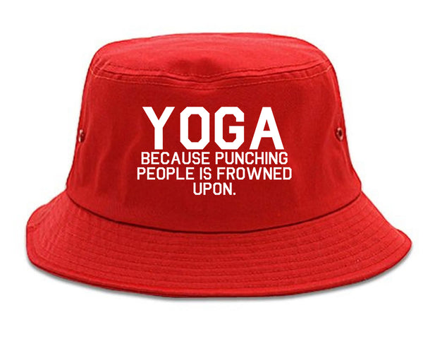 Yoga Because Punching People Is Frowned Upon Bucket Hat Red