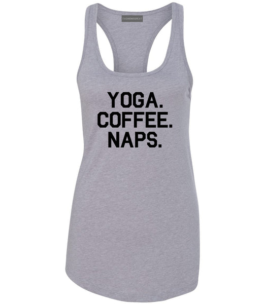 Yoga Coffee Naps Grey Racerback Tank Top