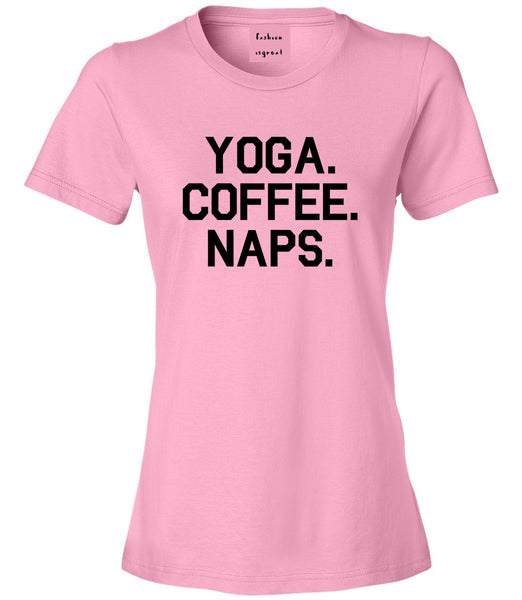 Yoga Coffee Naps Pink T-Shirt