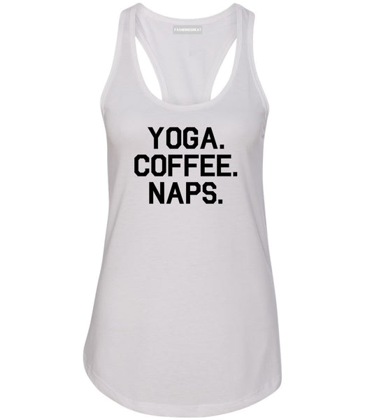 Yoga Coffee Naps White Racerback Tank Top
