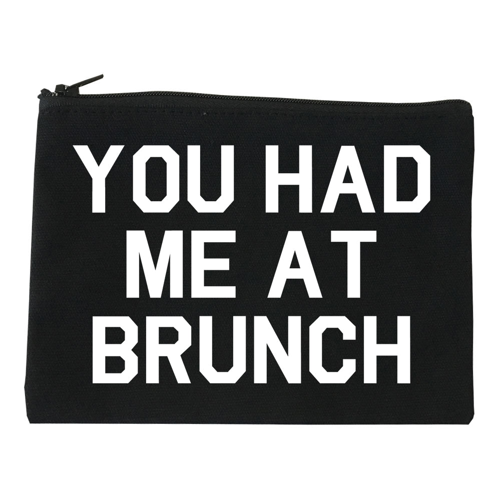 You Had Me At Brunch Food Black Makeup Bag