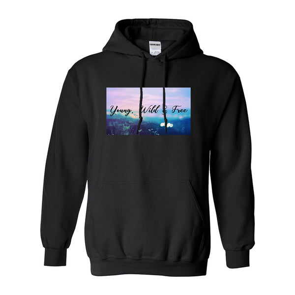 Young Wild Free Spirit Black Womens Pullover Hoodie