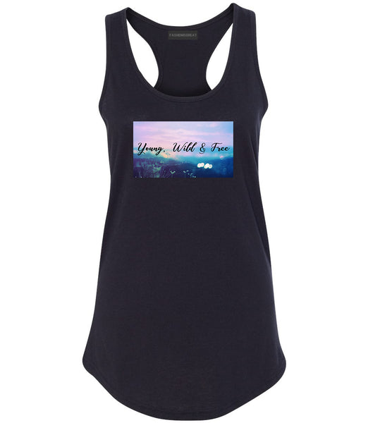 Young Wild Free Spirit Black Womens Racerback Tank Top