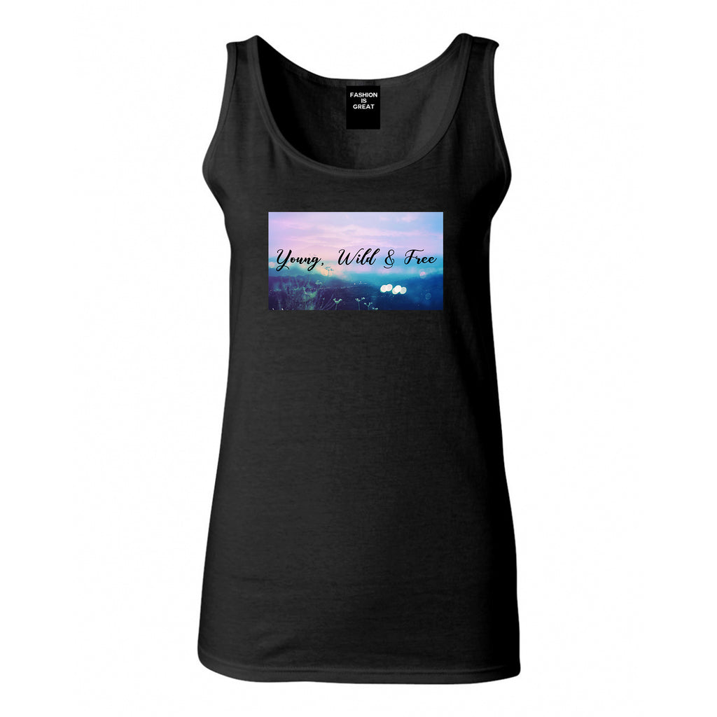 Young Wild Free Spirit Black Womens Tank Top