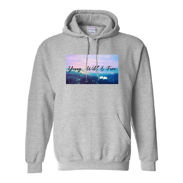 Young Wild Free Spirit Grey Womens Pullover Hoodie