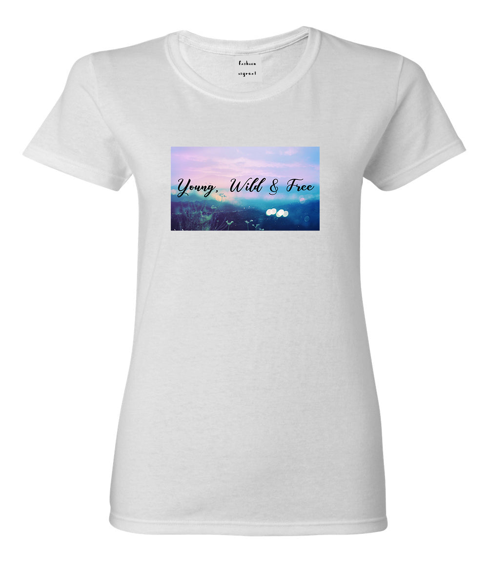 Young Wild Free Spirit White Womens T-Shirt