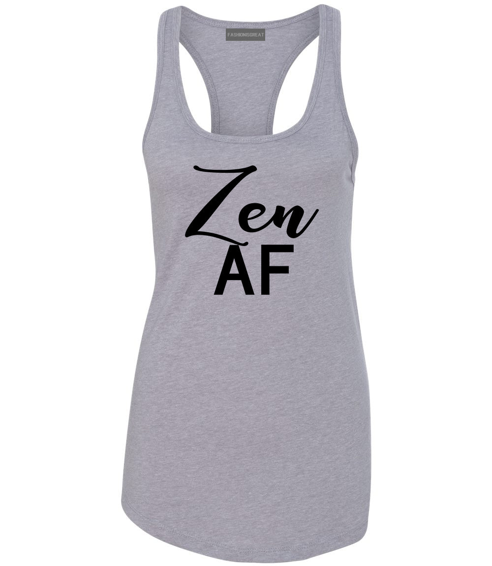 Zen AF Yoga Meditation Grey Womens Racerback Tank Top