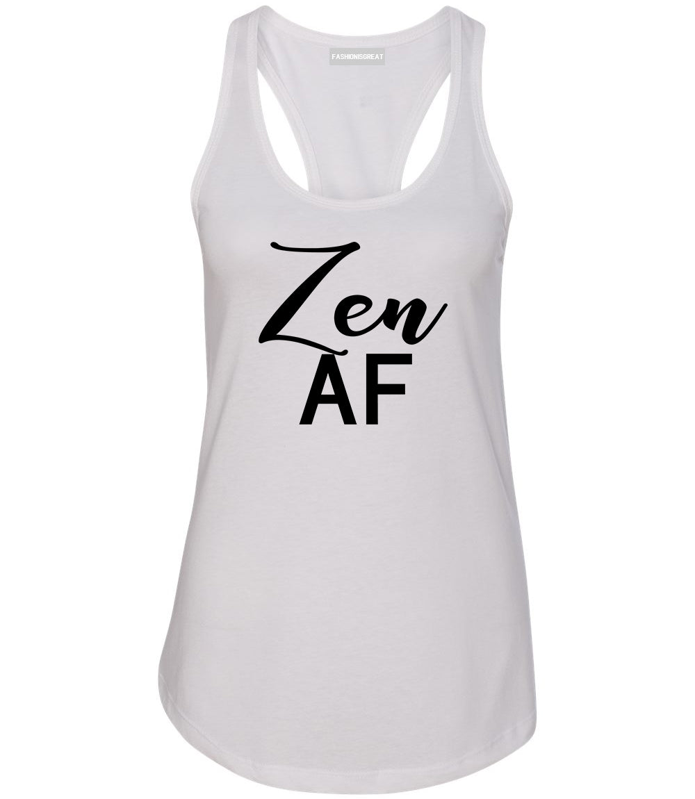 Zen AF Yoga Meditation White Womens Racerback Tank Top