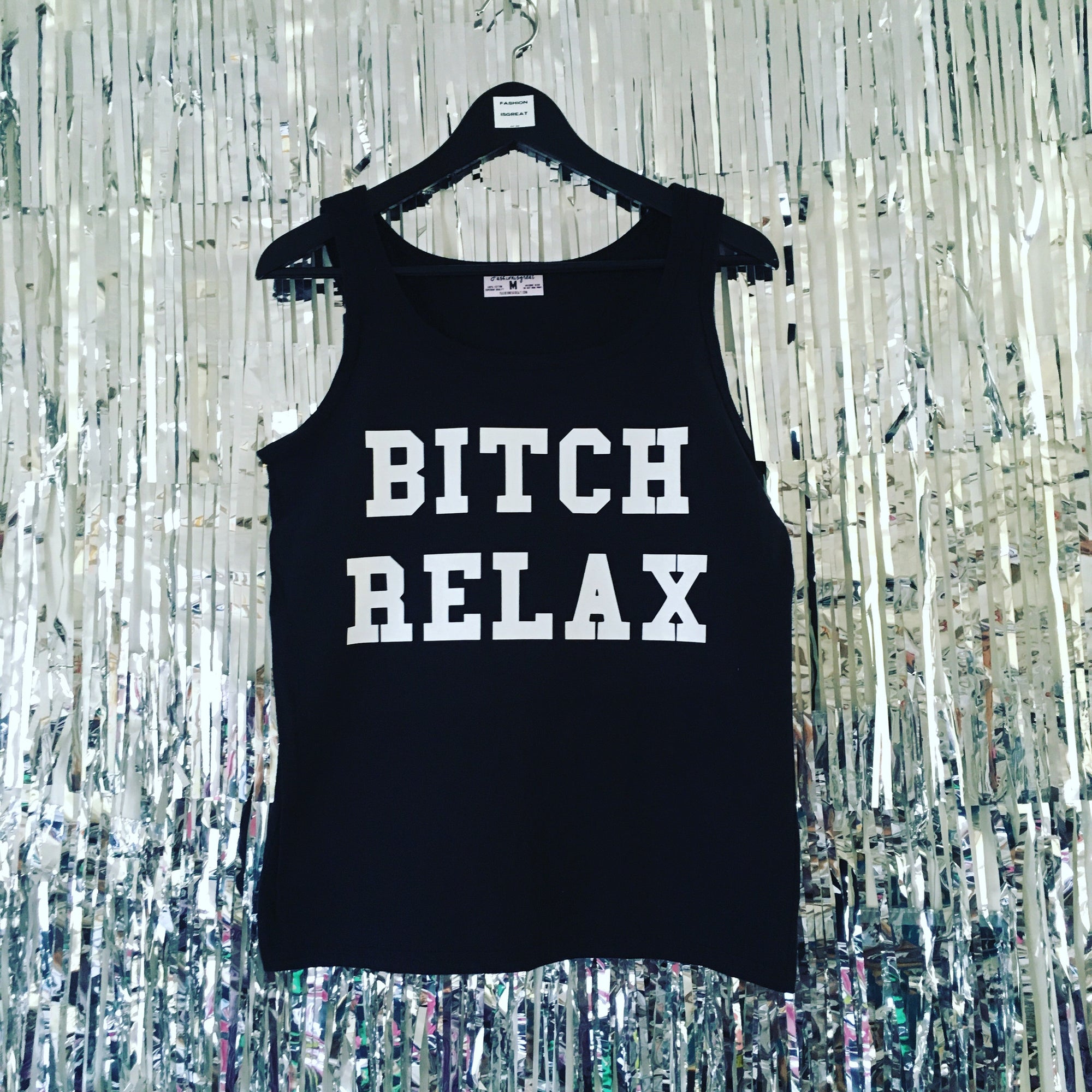Bitch Relax Womens Tank Top Shirt Black
