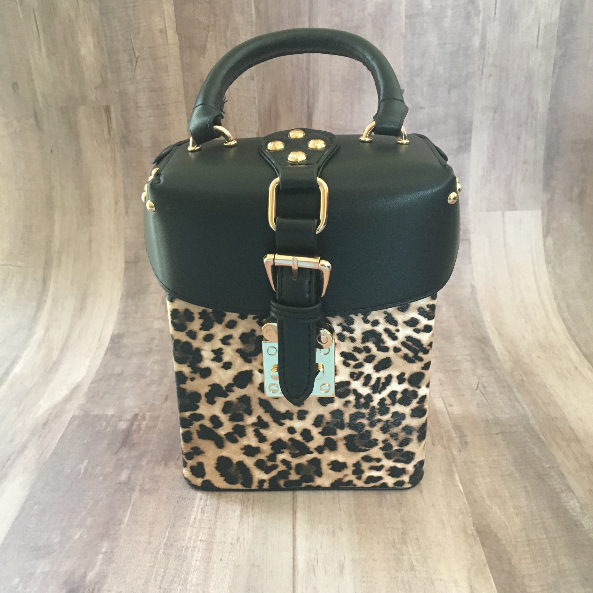 Black and Leopard Box Purse