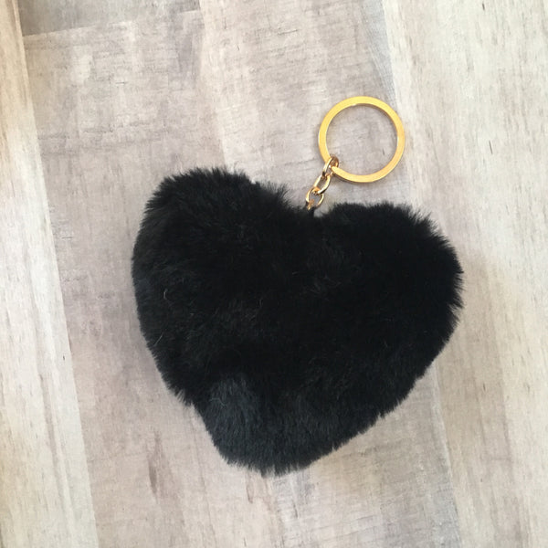 Fluffy Heart Bag Charm