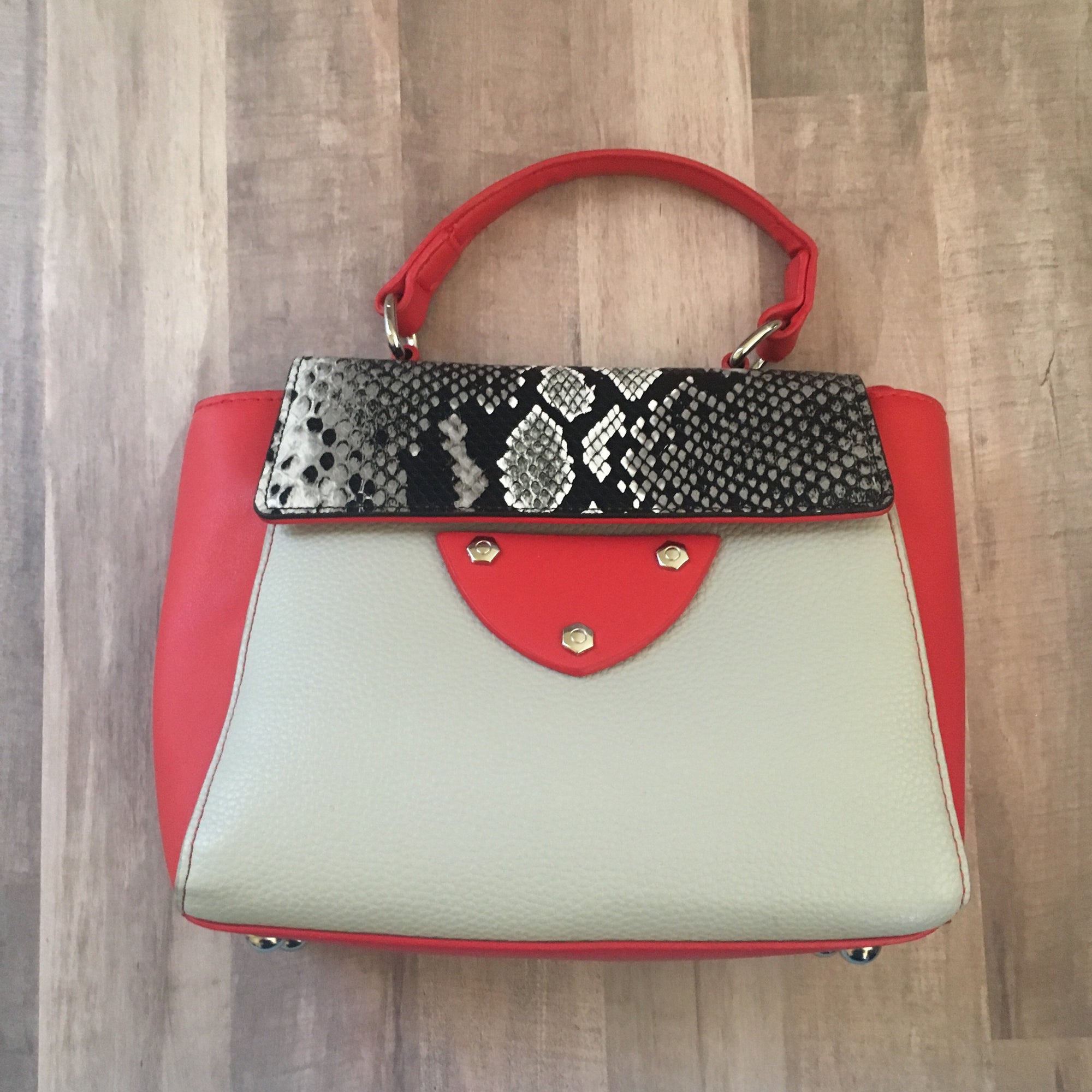 Faux Snake Top Handle Mini Satchel