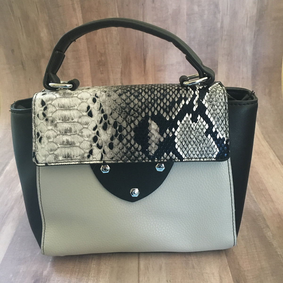 Faux Snake Top Handle Mini Satchel