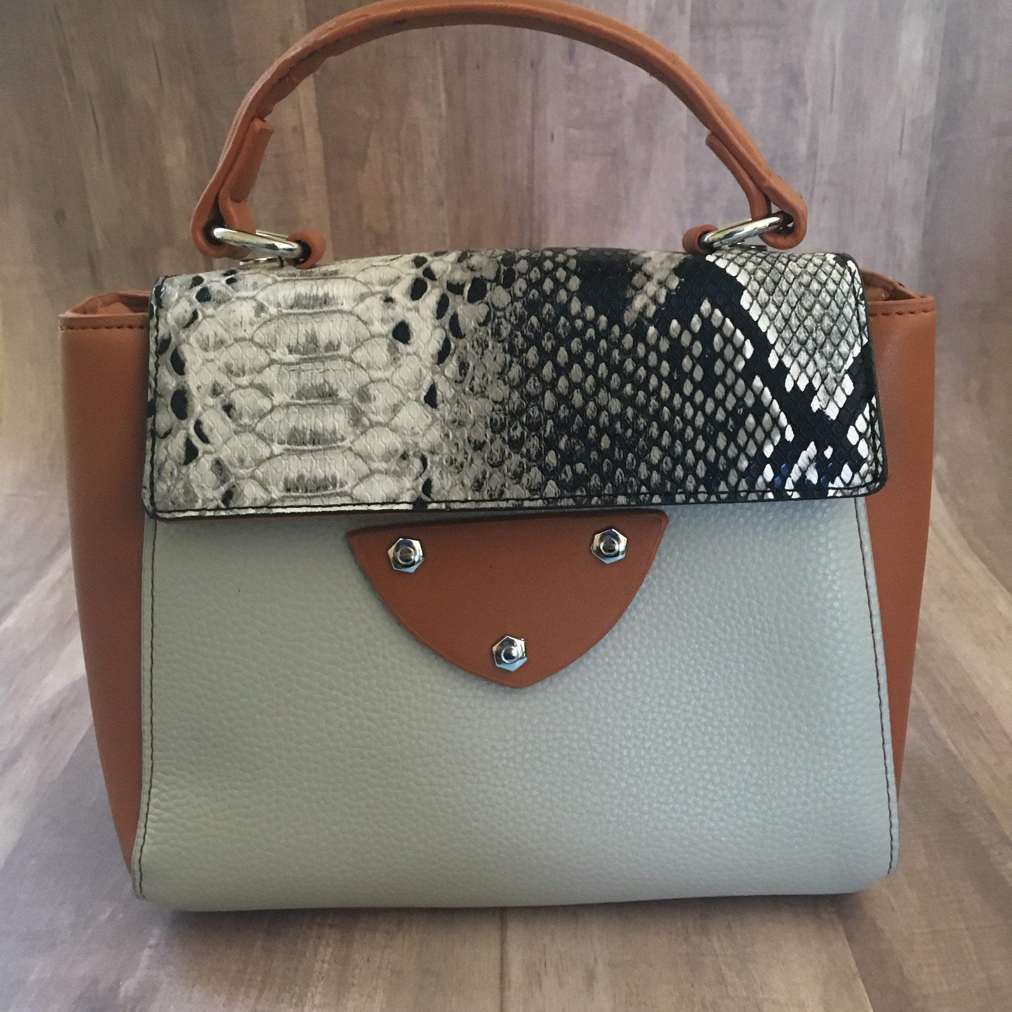 Faux Snake Top Handle Mini Satchel