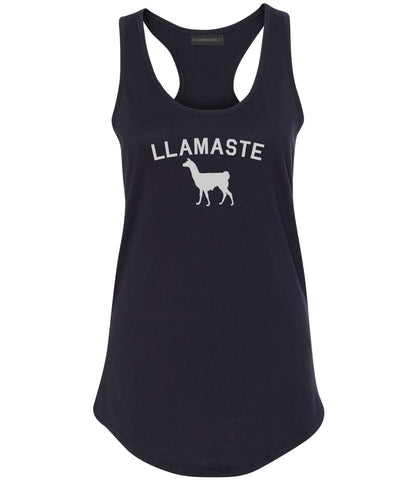 llamaste Yoga Funny Llama Black Womens Racerback Tank Top
