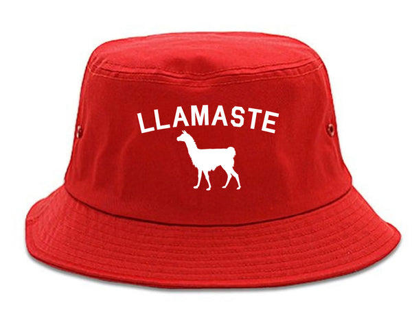 llamaste Yoga Funny Llama red Bucket Hat